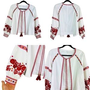 Club Monaco White Embroidered Front-Tie Oversized Cardigan Women size XS
